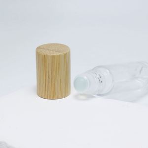 Frosted Glass Essence Oil <b>Bottle</b> <b>5ml</b> 10ml Round Bamboo Cap Roll-on Seal for Cream Water <b>Perfume</b> Serum Skin Care - Product Image 2