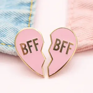 Lapel Pins Manufacturer Custom Hard Enamel Pin Heart Shape Couple Soft Lapel Pins Set