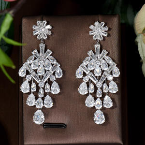 HIBRIDE élégant soirée dîner partie bijoux de mariage luxe longue <span class=keywords><strong>CZ</strong></span> grande goutte boucles d'oreilles pour femmes mariées bijoux E-823 - Product Image 2