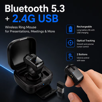 Mouse Ring Nirkabel Dual Mode 5.3 2.4G, Mouse Jari Isi Ulang, Remote untuk Laptop, Tablet, Ponsel, Presentasi