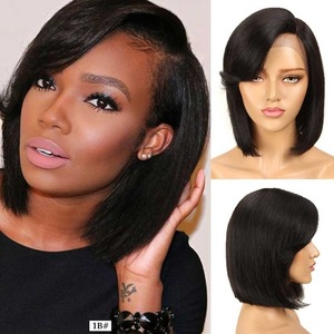 Joedir Ombre Korte <span class=keywords><strong>Bob</strong></span> Pruiken Met Pony Zijdeel Hd Kant Pruik Voor Zwarte Vrouwen Braziliaanse Remy Hair Lace Front Pruiken Menselijk Haar - Product Image 3
