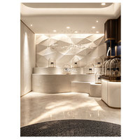 Plateforme d'exposition incurvée en pierre de luxe sur mesure avec dôme en verre pour vitrine de parfums et bijoux pour les boutiques de détail