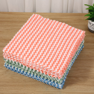 Cationic Wipe Coral Fleece Absorbant Striped Hand Towel Serviette de vaisselle sans huile Cuisine Nettoyage <span class=keywords><strong>Lingette</strong></span> Chiffon à récurer - Product Image 3