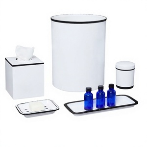 Juego de accesorios de baño de Metal blanco, juego incluido de 5 uds para baño, soporte de bola de algodón, bandeja de tocador, soporte de pañuelos, decoración de baño - Product Image 1