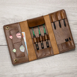 Étui à fléchettes en cuir, vente en gros d'usine, sac de rangement pour 3 fléchettes pour jeux en plein air, cadeau d'anniversaire personnalisé. - Product Image 5