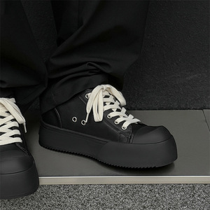 Zapatillas de plataforma negras Niche 2026 para hombre, con puntera ancha, suela gruesa que aumenta la altura, de corte bajo, versátiles, informales, estilo skate - Product Image 5