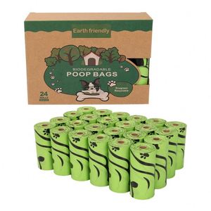 24 rouleaux de sacs à déjections pour animaux de compagnie, portables, durables, imperméables, parfumés, biodégradables, sacs à déjections pour chiens, sacs de voyage pour chiens - Product Image 1