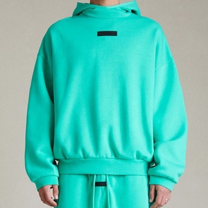 Hot New Oversize recadrée pull à capuche hommes polaire doublé col montant goutte épaule tricoté lettre motif personnalisé en caoutchouc à capuche - Product Image 1