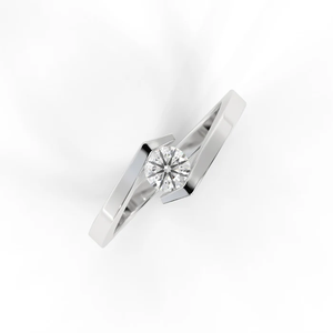 Anillo de Promesa Curvo Abierto Silver Embrace con Diamantes Flotantes y Baño de Oro Blanco y Rosa de 18K, Hecho a Mano para el Amor Moderno - Product Image 4