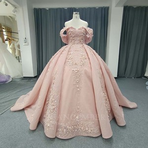 Vestido de Quinceañera Lsany232 Rosa, Estilo Princesa, Natural y Atractivo, con Apliques de Encaje, Cola de Capilla, Largo hasta el Suelo, para Ceremonia - Product Image 3