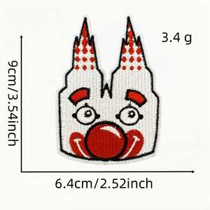 Nouvelle broderie thermocollante rouge KOLLE ALAAT, masque de carnaval, patch de clown pour la décoration des vêtements et des sacs à dos - Product Image 3