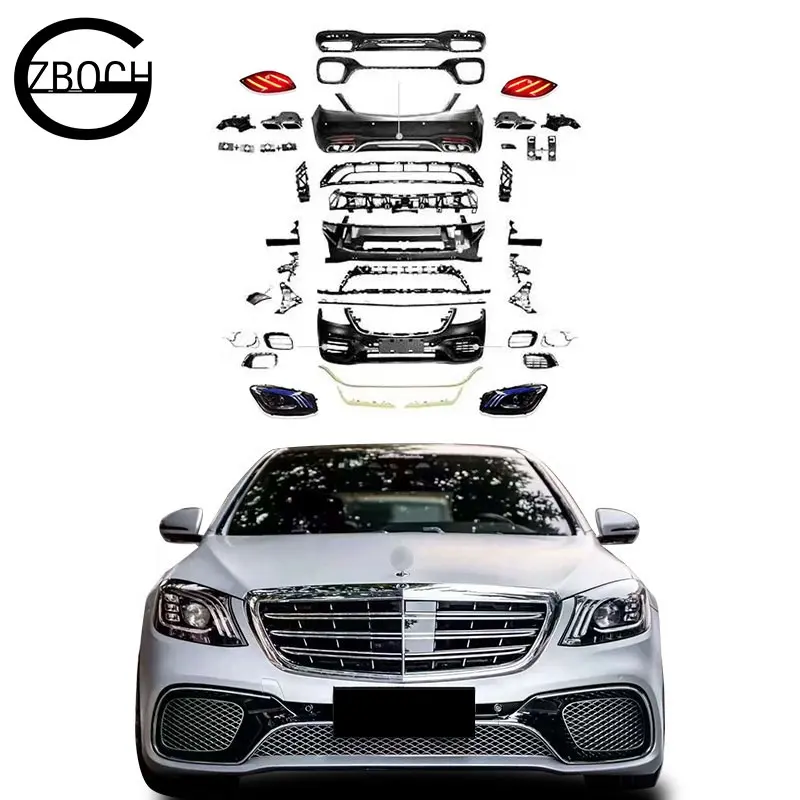 Cản Trước Xe Hơi 222 Phía Sau, Dành Cho Mercedes 2014 + W222 S-Class Nâng Cấp S63 AMG S65 AMG Bộ Thân Xe Đèn Pha Lưới Tản Nhiệt Xe Hơi