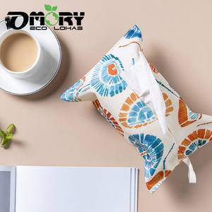 OMORY - Dispensador de pañuelos colgante de lino y algodón resistente, 18x26 cm, para sala de estar, tamaño pequeño, ahorra espacio - Product Image 5