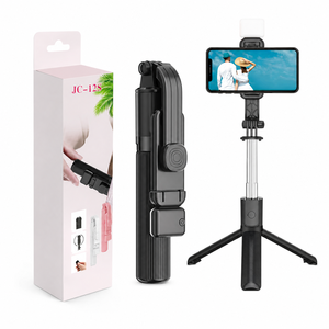 Trípode Selfie Stick Clásico JC-12S con Luz LED de Relleno, Mango de Acero Inoxidable de 985 mm - Product Image 1