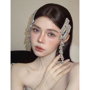 Barrette à <span class=keywords><strong>cheveux</strong></span> en strass argentés avec pompon, accessoires pour <span class=keywords><strong>cheveux</strong></span> pour mariage et usage quotidien - Product Image 5