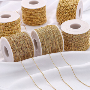 Rollo de Cadenas de Eslabones en O de Acero Inoxidable al por Mayor, Impermeables con Baño de Oro PVD de 18k, Extensión para Fabricación de Joyería DIY - Product Image 1