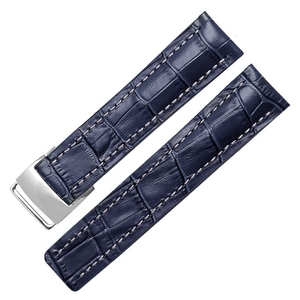Correa de reloj de cuero ajustable suave, correa de reloj con patrón de cocodrilo, correa de cuero con cierre de mariposa para correa <span class=keywords><strong>Breitling</strong></span> - Product Image 4