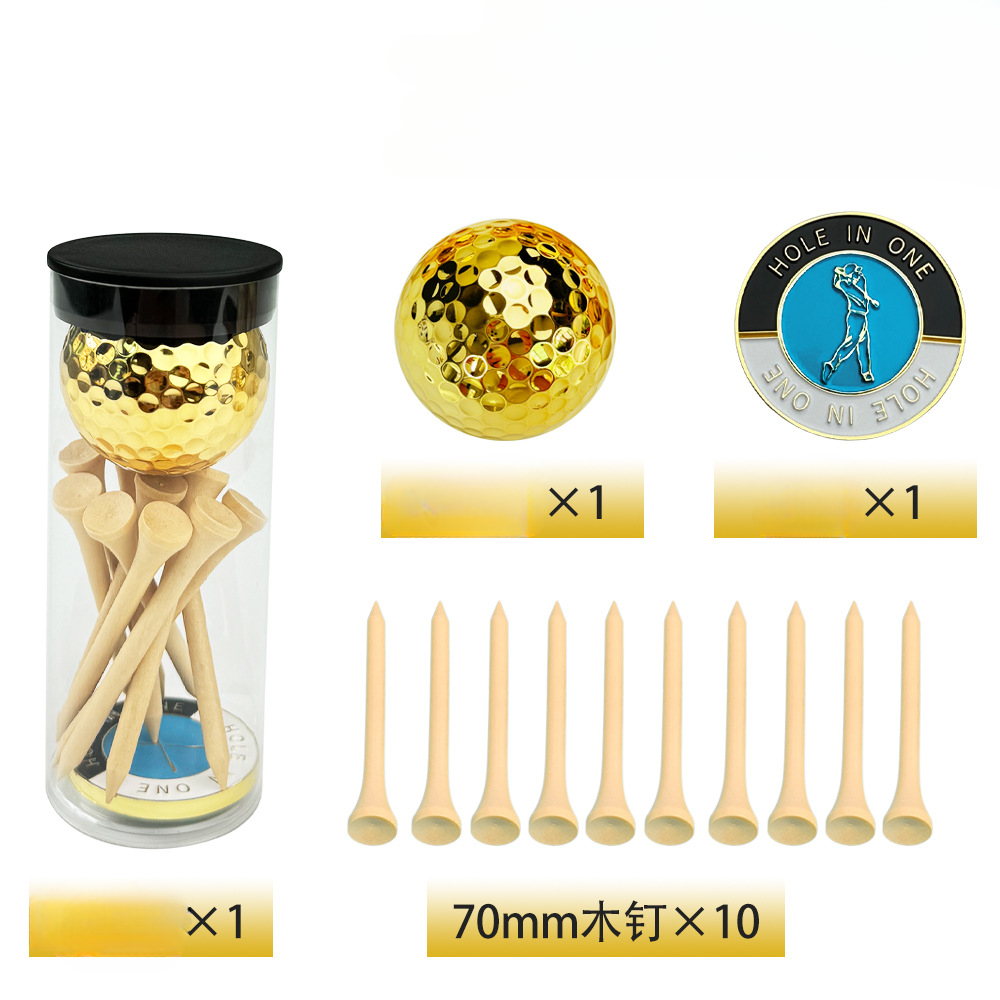 1 boule dorée + 10 clous en rondins de 70MM + 1 jeton