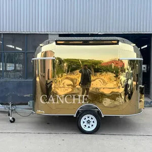 Chariot de restauration mobile Canche 3m en acier inoxydable doré pour hot-dogs, idéal pour la vente en extérieur - Product Image 4