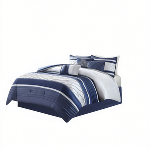 Ensemble de couette 7 pièces en jacquard tissé à motif uni en coton, style classique, taille King et Super King, literie pour la maison - Product Image 1