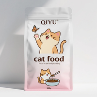 Personnalisé 500g feuille d'aluminium fond plat debout Ziplock sac d'emballage alimentaire pour animaux de compagnie avec des caractéristiques de sécurité pour la nourriture sèche pour chat