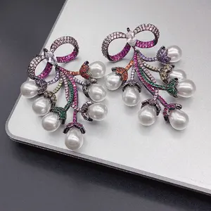 2024 New Arrival Trendy Rhinestone Drop Earrings Vintage Luxury Zircon Crystal Dangle Earrings Accessories
