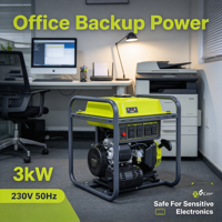 Générateur portable Clean Power 3kW 230V 50Hz THD 3% max pour électronique sensible, maison, bureau, alimentation de secours, Europe, Royaume-Uni