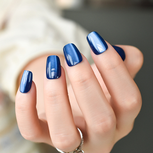 <span class=keywords><strong>Uñas</strong></span> Postizas con Diseño de Ojos de Gato, <span class=keywords><strong>Cortas</strong></span> y Cuadradas, Estilo Lujoso, Acrílicas Azules para Manicura DIY, Salón, Bodas y Citas - Product Image 4