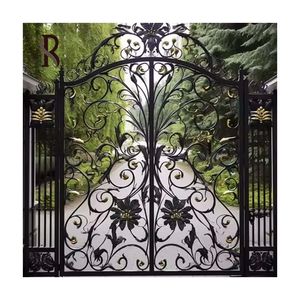 Puertas de aluminio ascendentes de estilo francés, Puertas <span class=keywords><strong>El</strong></span>éctricas de jardín con diseño de parrilla para Villa, patio, uso exterior, puerta corredera - Product Image 2