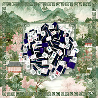 Mahjong américain de luxe avec tapis de jeu à motifs chinois, tuiles de mahjong avec jokers et tapis paysager