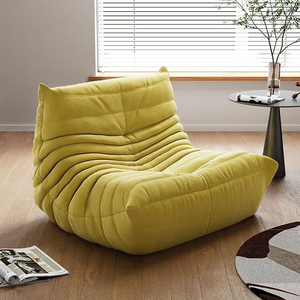 NKOL Modern Velvet One Seat Pillow Back Armless Sofa <b>Chair</b> Comfortable Living Room Furniture <b>Yellow</b> Brown - Product Image 3