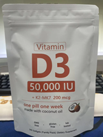 En stock OEM 240 gélules de vitamine D3 50000 UI + K2-MK7 200 mcg, gélules à l'huile de coco, complément alimentaire à prendre hebdomadaire, non-OGM