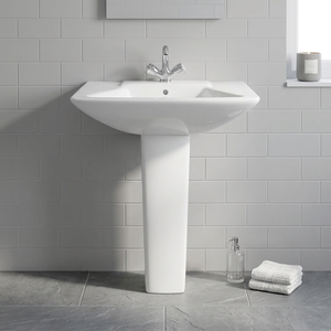 Lavabo sur pied en céramique blanche, articles sanitaires pour salle de bain, modèle Boston, provenant de Morbi, Inde - Product Image 3