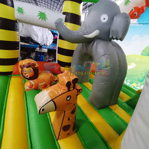 Castillo inflable tipo safari con tobogán para fiestas infantiles, uso comercial. - Product Image 3