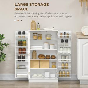 Gabinete de Cocina Moderno SENYU Blanco con 4 Puertas, Mueble de Almacenamiento Multifuncional - Product Image 5