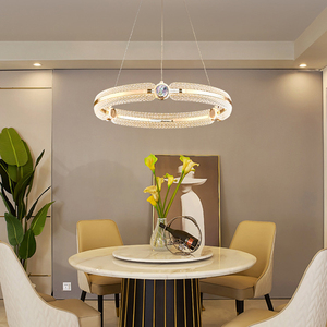 Lustre LED moderne en or, <span class=keywords><strong>luminaire</strong></span> suspendu à 1 anneau, style nordique de luxe, <span class=keywords><strong>luminaire</strong></span> de plafond pour salle à manger, salon, chambre à coucher - Product Image 2