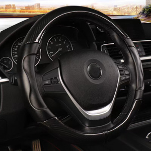 Bois fibre de carbone cuir univers moyen 37cm 38cm accessoires intérieurs de voiture volant protéger couverture - Product Image 2