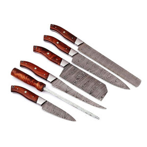 Ensemble de couteaux de chef en acier Damas faits à la main personnalisés avec manche en bois, ensemble de couteaux de chef professionnels en acier inoxydable faits à la main - Product Image 1