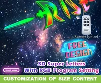 Lettres lumineuses 3D en métal personnalisées GFace avec éclairage LED RGB changeant de couleur, télécommande intelligente, étanches IP65 pour voiture