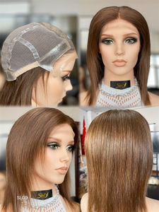 SHY HAIR Stock de lujo antideslizante pelucas médicas piel fina PU pelucas de encaje completo peluca médica cabello humano Mujer con nudos blanqueados - Product Image 5