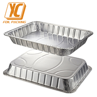Récipient jetable argenté de 6700ml en aluminium 457X337X63mm pour la cuisson des aliments de pique-nique en plastique PET