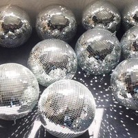 Ensemble de boules disco de grande taille, boules disco miroir argentées, décorations pour arbre de Noël, boules réfléchissantes avec anneau de suspension, décoration pour fête et mariage