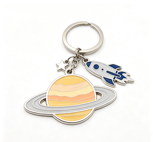 Custom Space Planet Keychain Metal Enamel Rocket Key <b>Ring</b> Gold Plated Soft Enamel Gift Accessory - Product Image 1