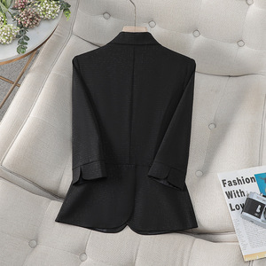 White Women's Blazer Solid Color Single Button Slim Fit Short Sleeve Summer Style For Petite Women - Product Image 4
