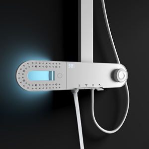 Minimalist Wall Mount Rain <b>Shower</b> Faucet Set With LED Display Polished Stainless Steel Oval Head Single Handle Bathroom Fixture - Product Image 1