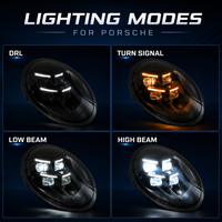 Ensemble de phares LED BK pour Porsche 911 2013-2018 992 Style Matrix Faisceau Plat Clignotant Séquentiel Plug and Play