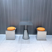 Table carrée en acier inoxydable de style industriel moderne minimaliste, table à thé, bar, café, restaurant, table à café conique solide