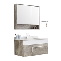 Meuble-lavabo mural design moderne en mélamine avec miroir LED, résistant à l'eau, pour hôtel, rangement de salle de bain