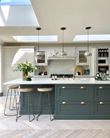 Juego Completo de Gabinetes de Cocina Verdes, Muebles de Cocina de Diseño Moderno, Gabinetes de Cocina Modulares de Madera Estilo Shaker