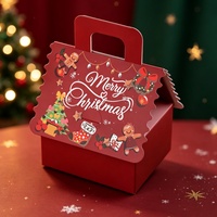 Boîte cadeau en papier style maison de Noël avec poignée, boîte à dragées pour fête de Noël pour biscuits, bonbons, chocolat, nougat